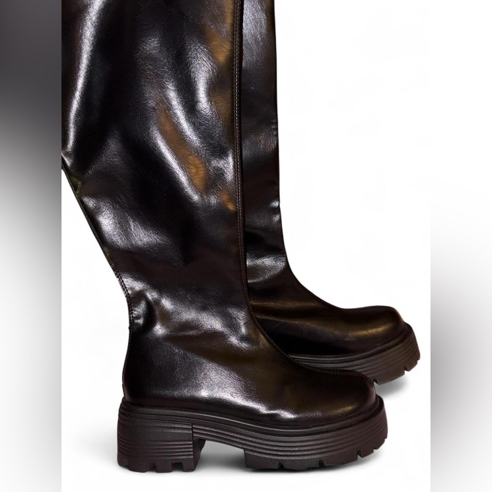 Gddz knee high chunky black boots